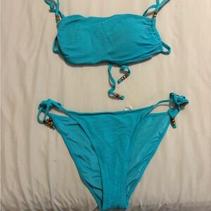 Aerie Turquoise Textured String Bikini Set